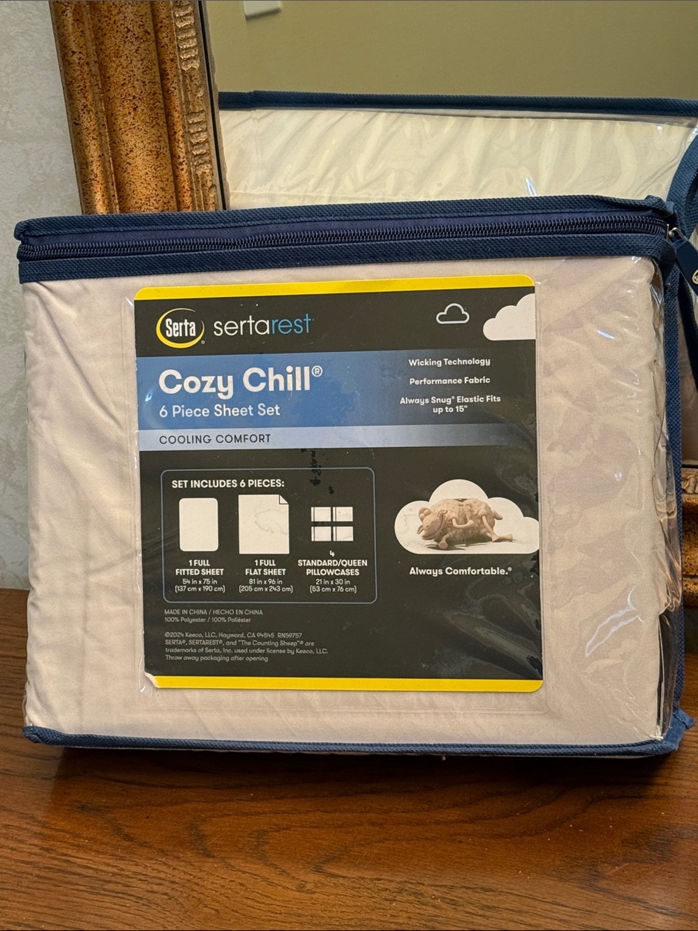 Serta Cozy Chill Full 6-Piece Sheet Set - Tan. - Picture 5 of 10